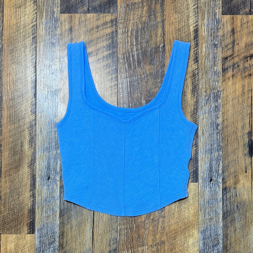 Aerie Vibrant Blue Crop Top SP Ribbed Tank